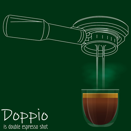 Portafilter drawing by hand with white stripe line and moimagery vector style on blackboardのイラスト素材