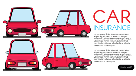 Red Car . Flat vector illustration for insurance and garage service.のイラスト素材