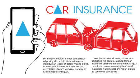 Illustration of polygon cars involved in a car wreck. Simple flat vector style.のイラスト素材