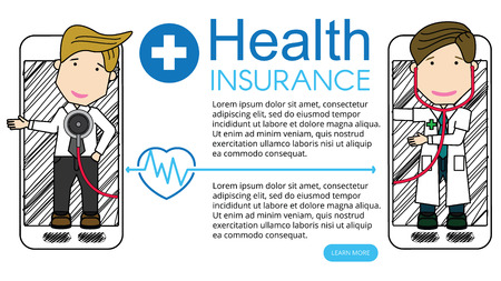 Patients use physiological app to doctor check. Vector illustrator concept.のイラスト素材