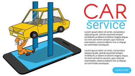 Car repair lift template layout creative flat vector illustration.のイラスト素材