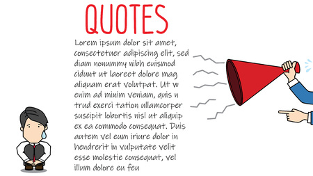 Businessman holding megaphone and shouting in colleague. Funny vector style.のイラスト素材