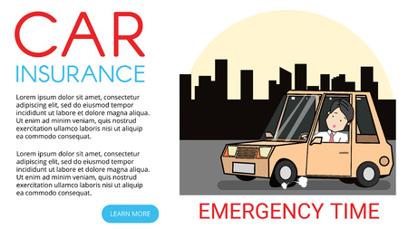 Employee was nervous. When I saw my own tire leak. cartoon vector illustration.のイラスト素材