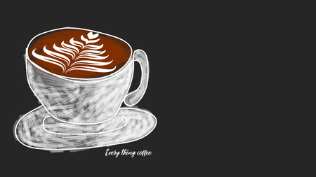 coffee mug painted by hand on a chalkboard. Vector illustration design.のイラスト素材
