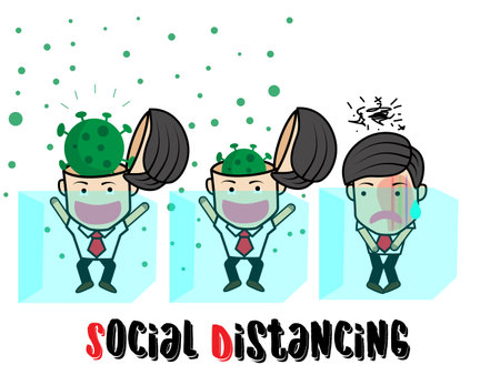 Social Distancing.Businessman and team work. vecter concept.のイラスト素材