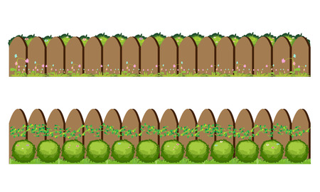 Wooden fence and grass illustration.のイラスト素材