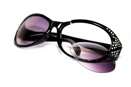 lens falls out of broken sunglassesの写真素材