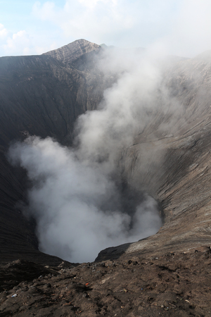 Smoking Mount Bromo in Indonesiaの写真素材