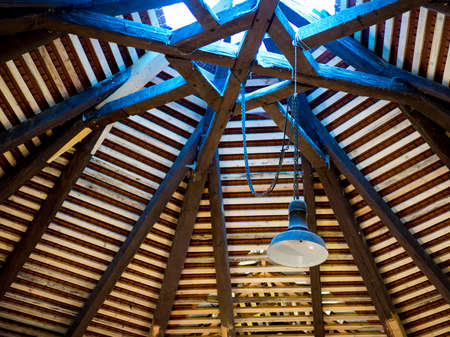 Old lamp in a fountain houseの写真素材