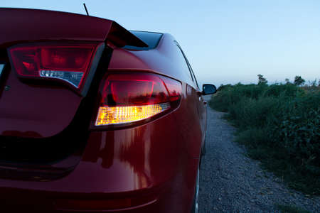 the car on the roadsideの写真素材