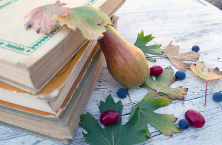 books on the tableの写真素材