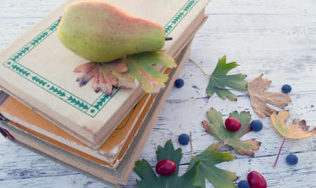 books on the tableの写真素材