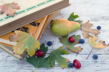 books on the tableの写真素材