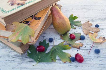 books on the tableの写真素材