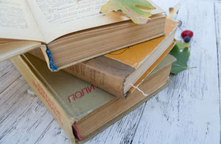 books on the tableの写真素材