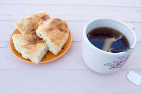 tea with breadの写真素材