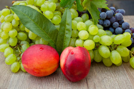peaches and grapesの写真素材