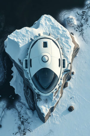 A cutting-edge research facility nestled in a remote Arctic environment. This stunning image captures the essence of scientific exploration and technological advancement in a pristine landscape.の素材