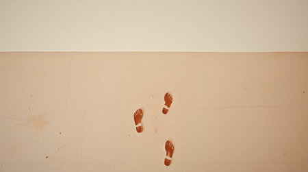 Artistic footprints on a modern, minimalist canvas, creating a sense of movement and intrigue for creative projectsの素材
