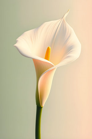 Experience the serene elegance of a pristine white Calla Lily. Its sculpted petals capture gentle light, offering a symbol of purity and sophisticated beauty perfect for upscale design.の素材