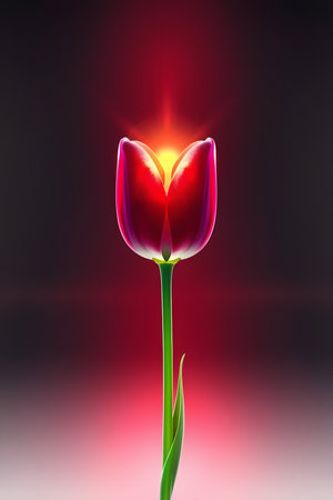 Experience the captivating glow of a tulip's heart, radiating hope and new life. This stunning floral art evokes warmth and inspiration, perfect for projects celebrating growth and beauty.の素材