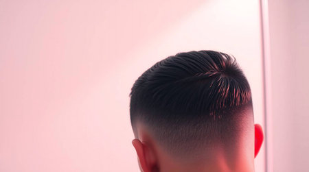 Experience ultimate precision with this sharp modern fade haircut, highlighting impeccable barbering artistry and sophisticated style for a polished, confident look.の素材