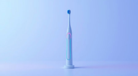 Showcase modern oral care with this sleek, electric toothbrush. Perfect for health, beauty, and wellness brands, the serene aesthetic is ready for your campaign.の素材