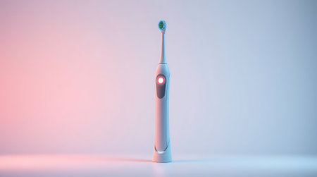 Maintain a healthy smile with this sleek, modern electric toothbrush. Perfect for dental care brands, health campaigns, and promoting a fresh, clean lifestyle.の素材