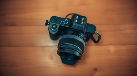 Capture stunning visuals with this professional digital camera. Its sleek design and advanced lens are perfect for creating impactful content, from breathtaking landscapes to intimate portraits.の素材