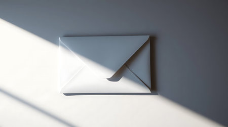 A clean, modern envelope evokes anticipation and personal connection. Perfect for business marketing, professional correspondence, or creative invitations.の素材