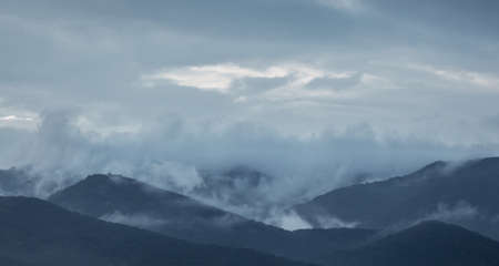 mountains in mistの写真素材