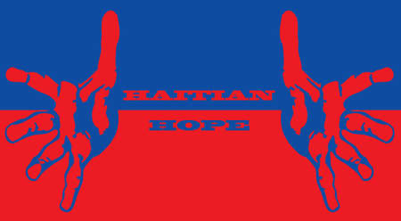 Hands with the colours of haiti flagのイラスト素材