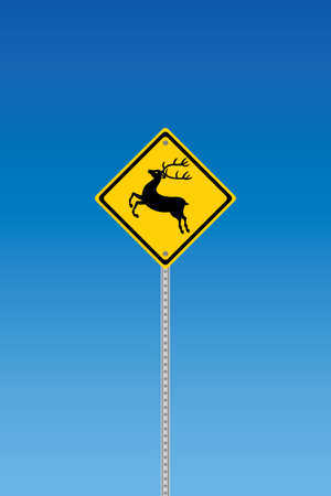 Deer traffic warning on a blue graduated skyのイラスト素材