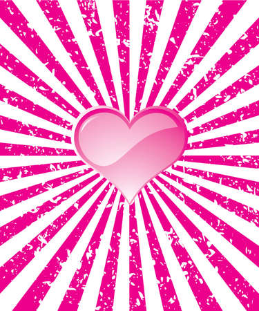 Radiant grunge pink background with heartsのイラスト素材