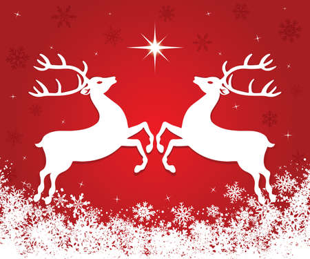 Beautiful red Christmas background with reindeersのイラスト素材