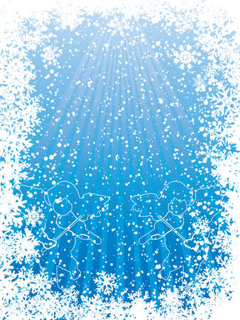 Blue christmas background with snowflakes - frameのイラスト素材