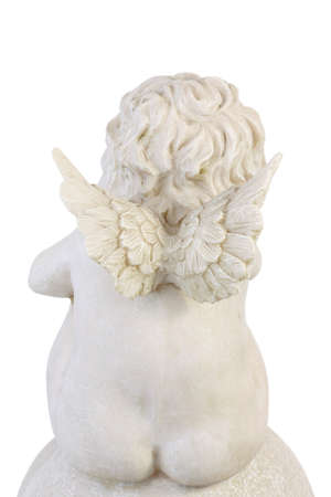 A sleeping angel figurine isolated - back viewの写真素材