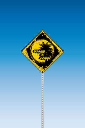 Tropical beach road sign on a blue graduated skyのイラスト素材