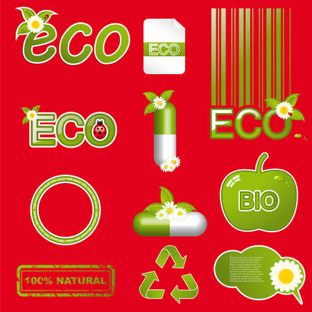 Set of green ecology icons.Eco design elementsのイラスト素材