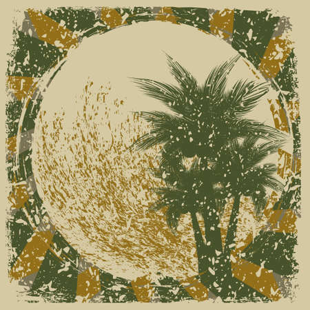 Grunge tropical background.Beach illustrationのイラスト素材