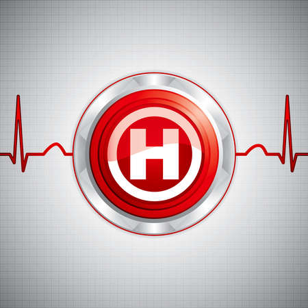 Shiny Hospital sign.Steel style medical buttonのイラスト素材
