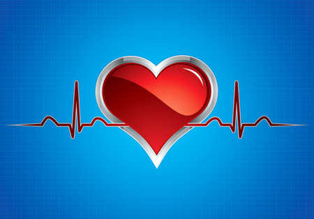 Heart beats vector illustration.Steel style medical buttonのイラスト素材