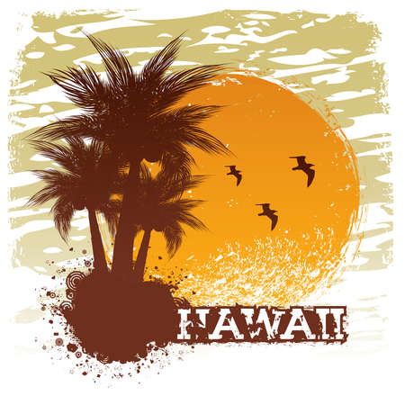 Palm trees on a grunge backgroundのイラスト素材