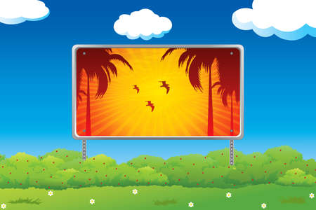 Tropical beach road sign on a blue graduated skyのイラスト素材