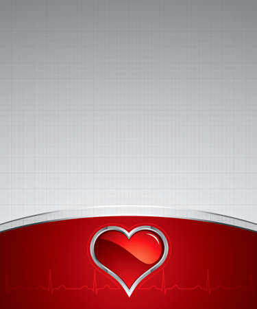 Heart button on silver medical background.Steel style buttonのイラスト素材