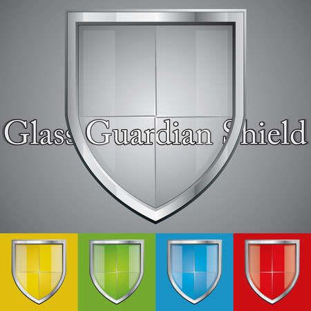 A set of glass metallic security shieldsのイラスト素材