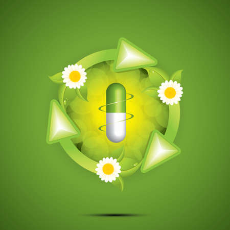 Herbal pill icon.Environment elementのイラスト素材