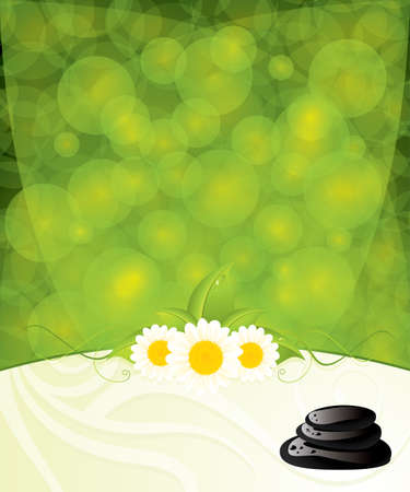 Background with spa stones and white flowersのイラスト素材