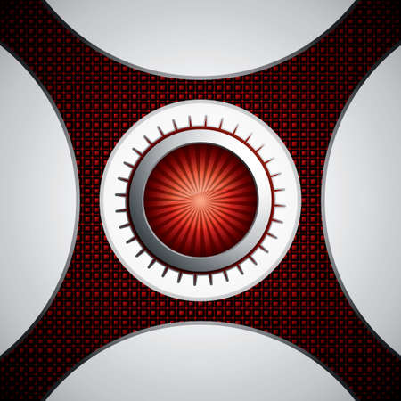 Steel style security button on red backgroundのイラスト素材