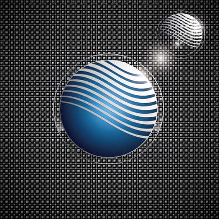 Abstract glass globe icons on metal backgroundのイラスト素材